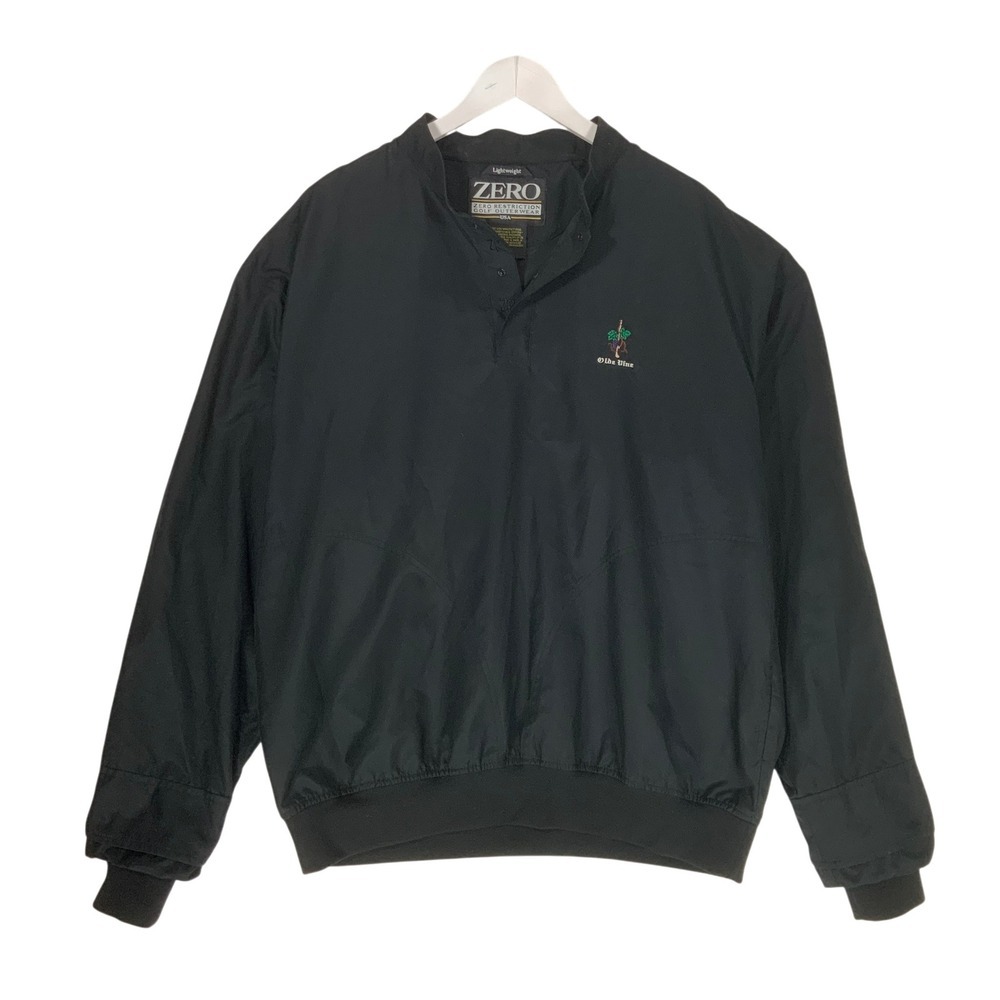 Zero Restriction Mens Large Black Golf Windbreaker Jacket Olde Vine Lightweight